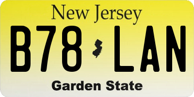 NJ license plate B78LAN