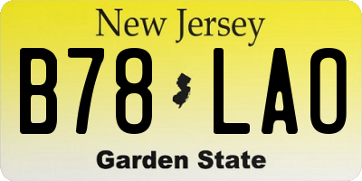 NJ license plate B78LAO
