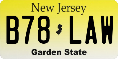 NJ license plate B78LAW
