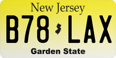 NJ license plate B78LAX