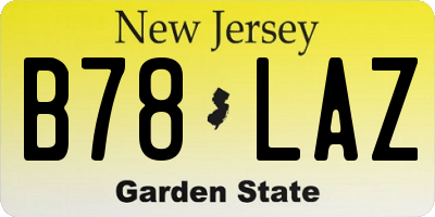 NJ license plate B78LAZ