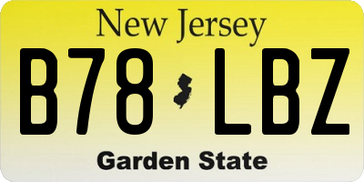 NJ license plate B78LBZ