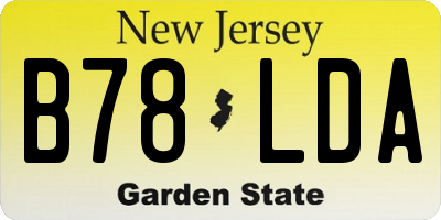 NJ license plate B78LDA