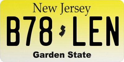 NJ license plate B78LEN