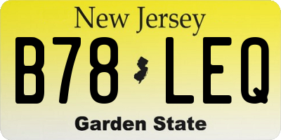 NJ license plate B78LEQ