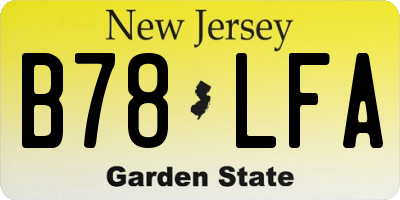 NJ license plate B78LFA