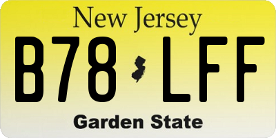 NJ license plate B78LFF