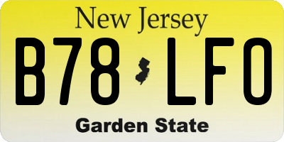 NJ license plate B78LFO