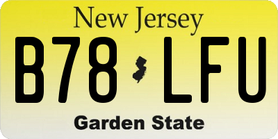 NJ license plate B78LFU