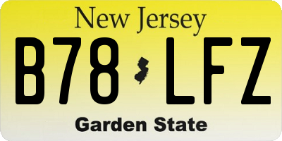 NJ license plate B78LFZ