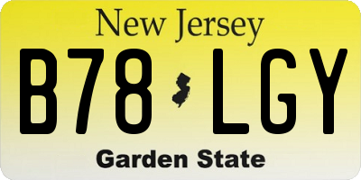 NJ license plate B78LGY