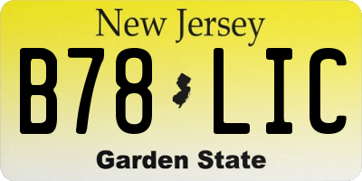 NJ license plate B78LIC