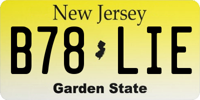 NJ license plate B78LIE