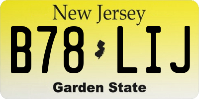 NJ license plate B78LIJ