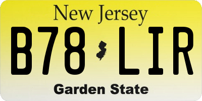 NJ license plate B78LIR