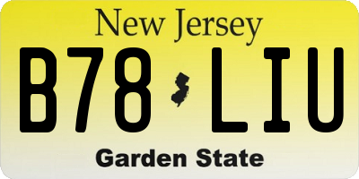NJ license plate B78LIU
