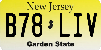 NJ license plate B78LIV