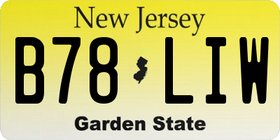 NJ license plate B78LIW