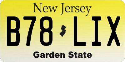 NJ license plate B78LIX