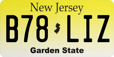 NJ license plate B78LIZ