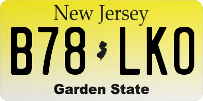 NJ license plate B78LKO