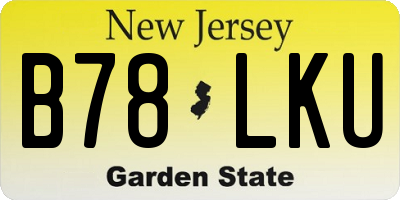 NJ license plate B78LKU