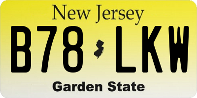 NJ license plate B78LKW