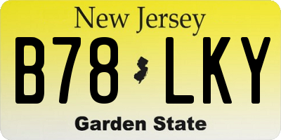 NJ license plate B78LKY