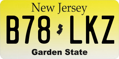 NJ license plate B78LKZ