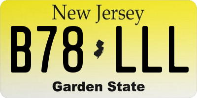 NJ license plate B78LLL