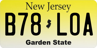 NJ license plate B78LOA
