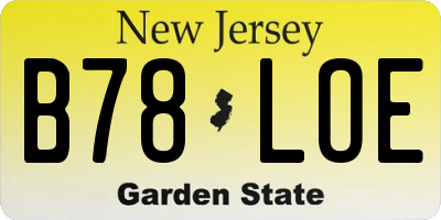 NJ license plate B78LOE