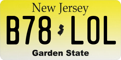 NJ license plate B78LOL
