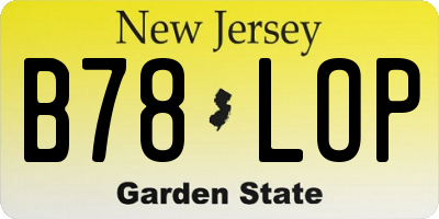 NJ license plate B78LOP