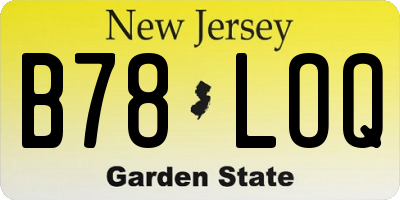 NJ license plate B78LOQ
