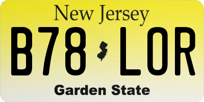 NJ license plate B78LOR