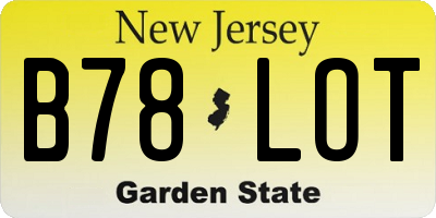 NJ license plate B78LOT