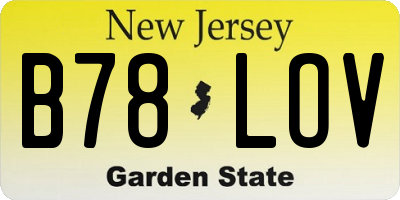 NJ license plate B78LOV