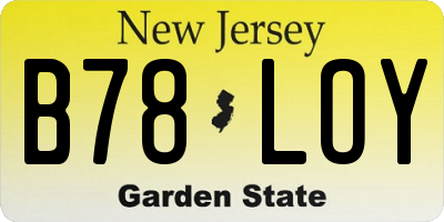 NJ license plate B78LOY