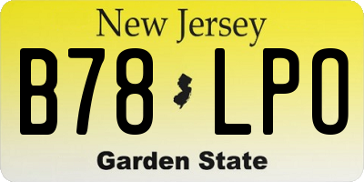 NJ license plate B78LPO