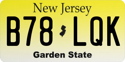 NJ license plate B78LQK