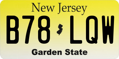 NJ license plate B78LQW