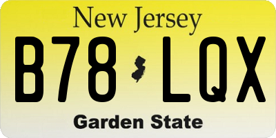 NJ license plate B78LQX