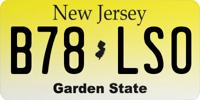 NJ license plate B78LSO