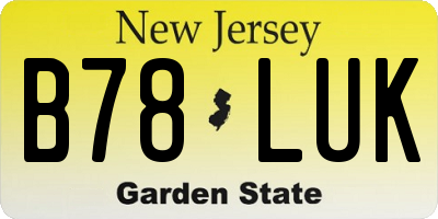 NJ license plate B78LUK