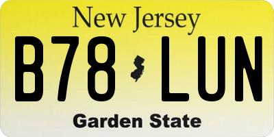 NJ license plate B78LUN