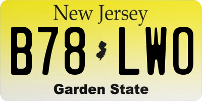 NJ license plate B78LWO