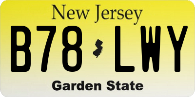NJ license plate B78LWY