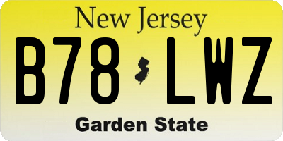 NJ license plate B78LWZ
