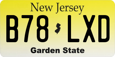 NJ license plate B78LXD